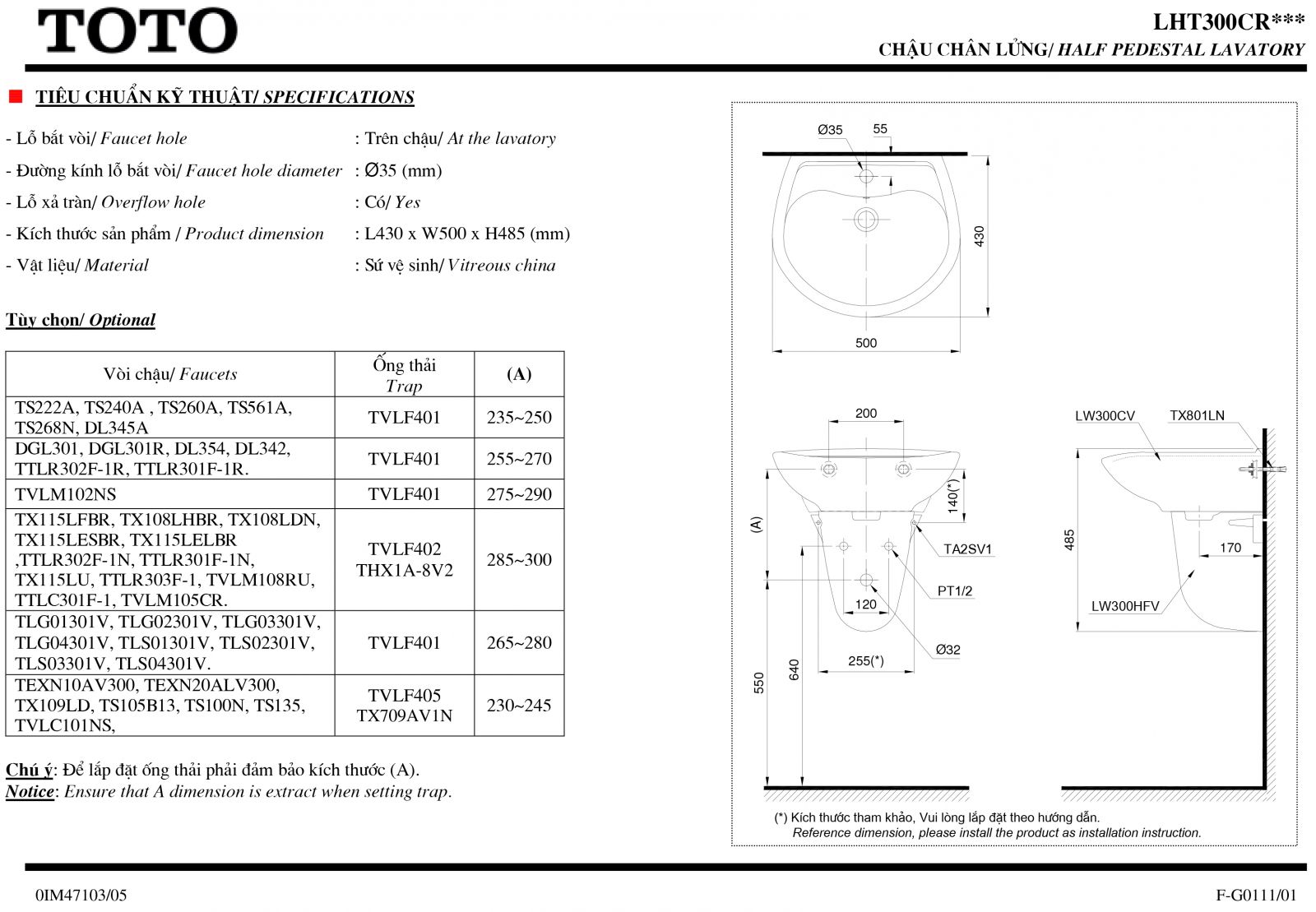 chau-lavabo-chan-lung-toto-lht300cr-mo-ta Lavabo chân lửng TOTO LHT300CR