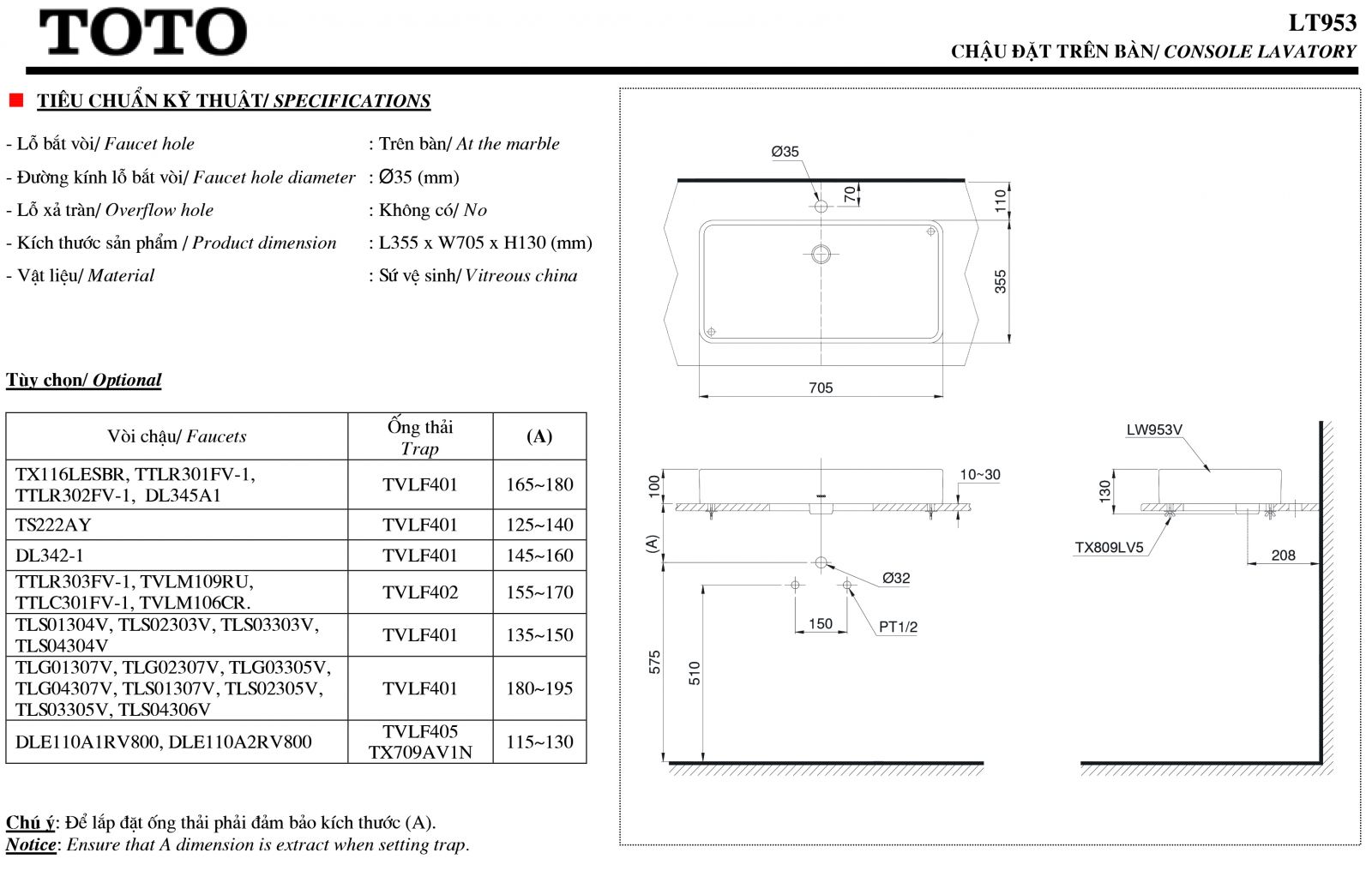 chau-lavabo-chu-nhat-toto-lt953-mo-ta Lavabo đặt bàn chữ nhật TOTO LT953