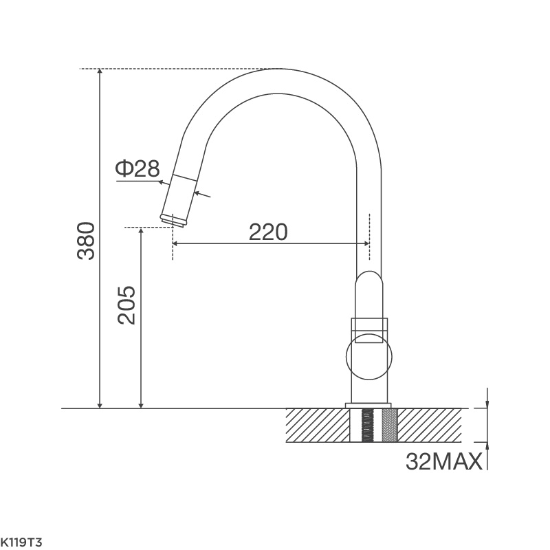 Vòi chậu rửa chén K119T3