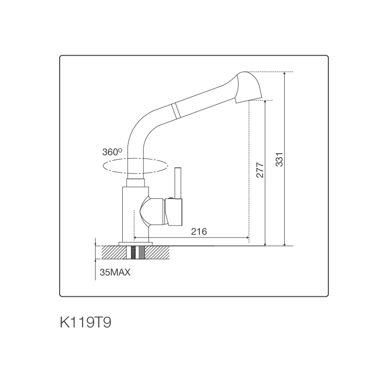 k119t9 Vòi chậu rửa chén K119T9