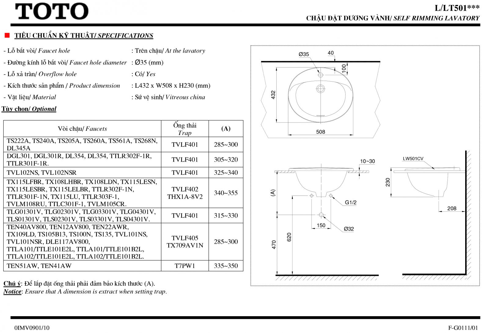 lavabo3dduong-ban-toto-l501c-mo-ta Chậu rửa lavabo dương vành TOTO L501C