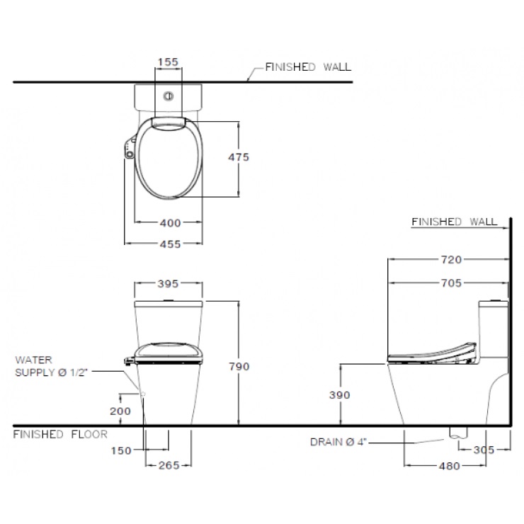 Bàn cầu 2 khối COTTO C167507(CV7) nắp rửa điện tử ban-cau-2-khoi-cotto-c167507-cv7-nap-rua-dien-tu