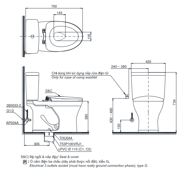 Bàn cầu điện tử TOTO CS735DW11 Washlet ban-cau-dien-tu-toto-cs735dw11-washlet