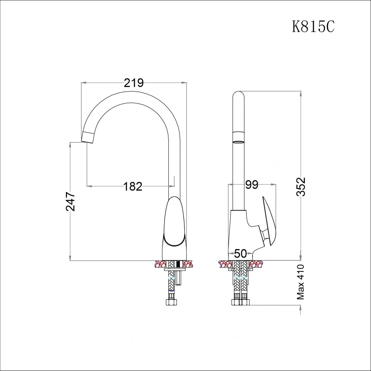 Vòi bếp Caesar K815C nóng lạnh voi-bep-caesar-k815c-nong-lanh