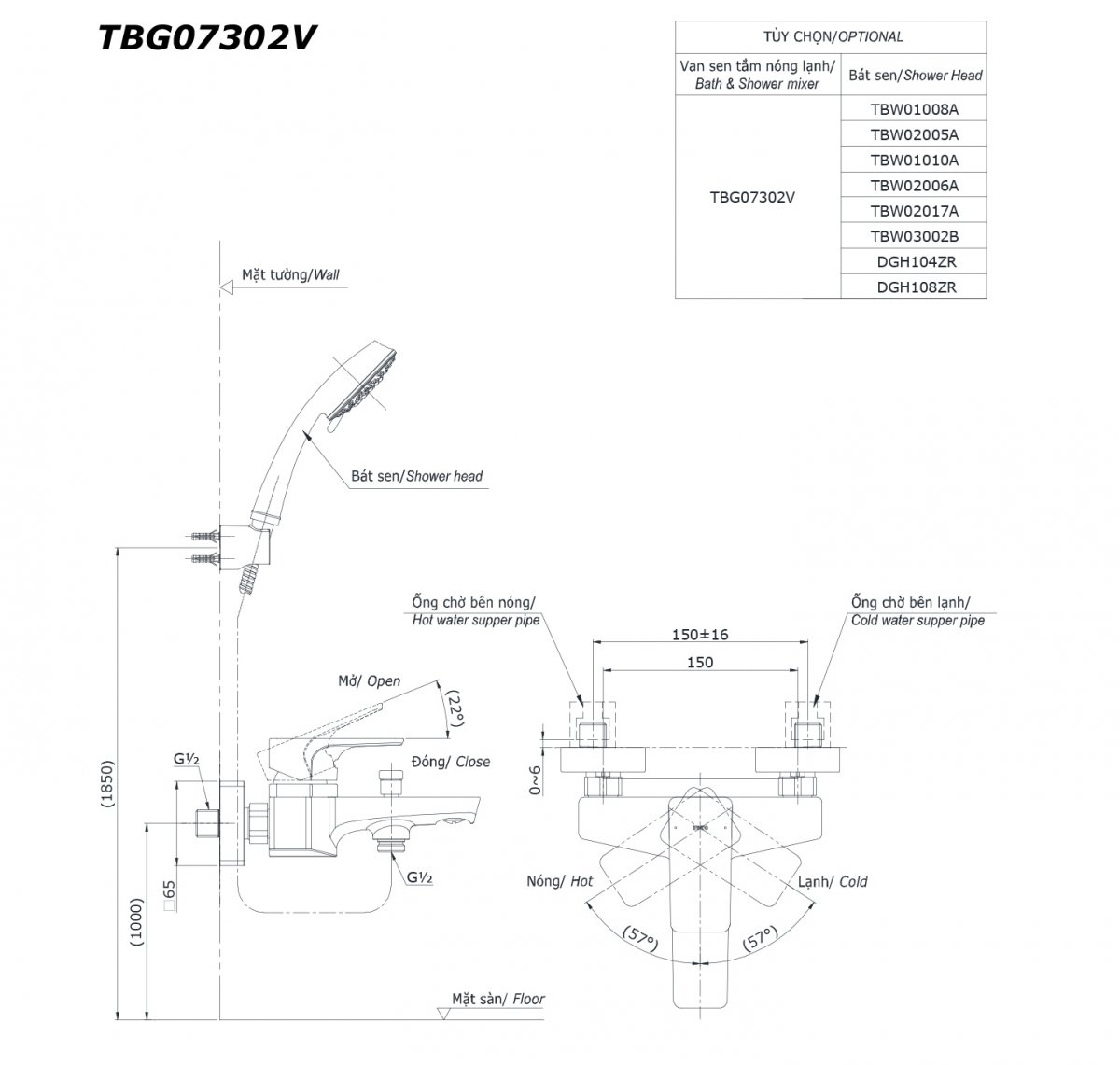Vòi sen TOTO TBG07302V nóng lạnh voi-sen-toto-tbg07302v-nong-lanh