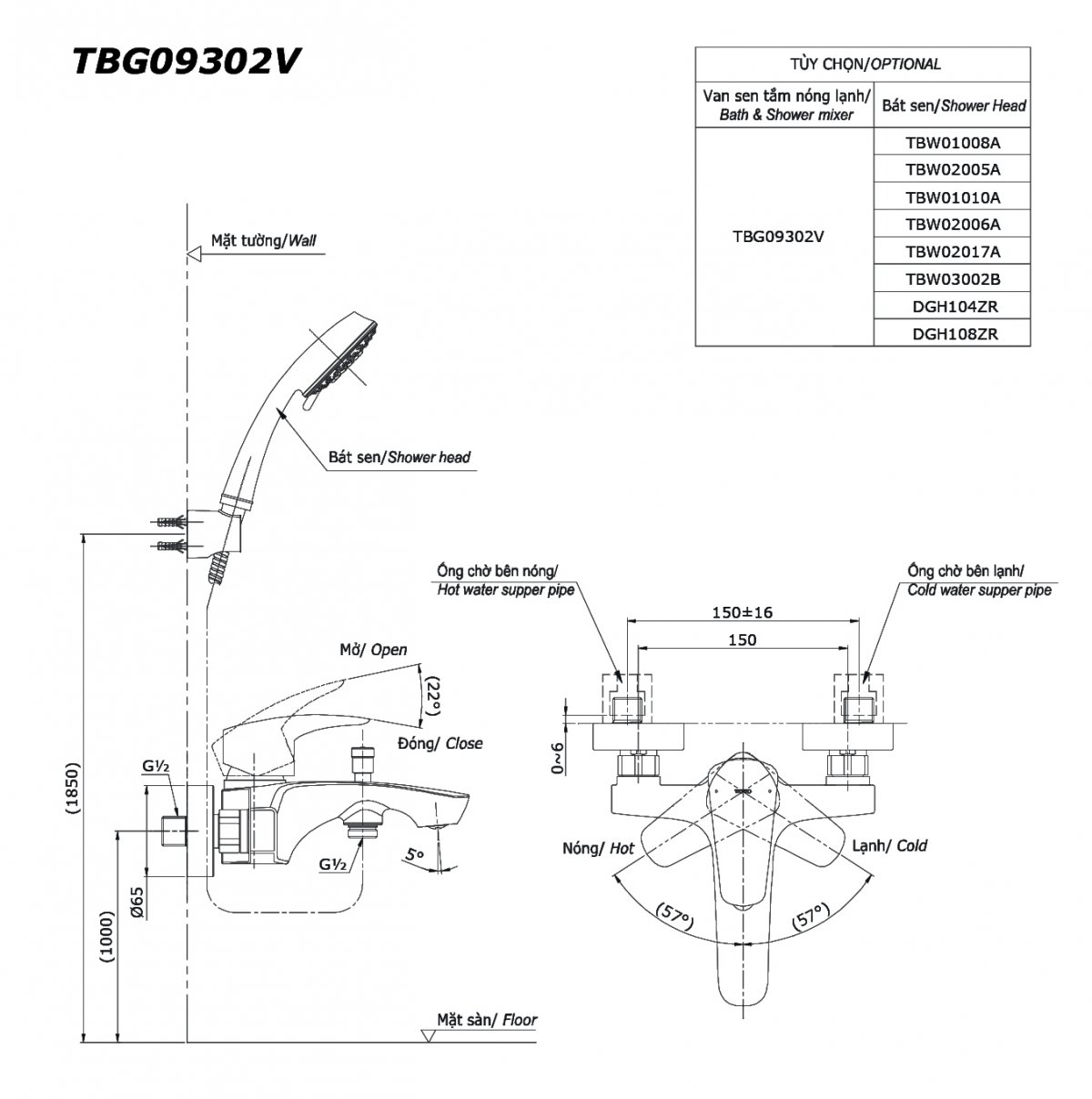 Vòi sen TOTO TBG09302V nóng lạnh voi-sen-toto-tbg09302v-nong-lanh