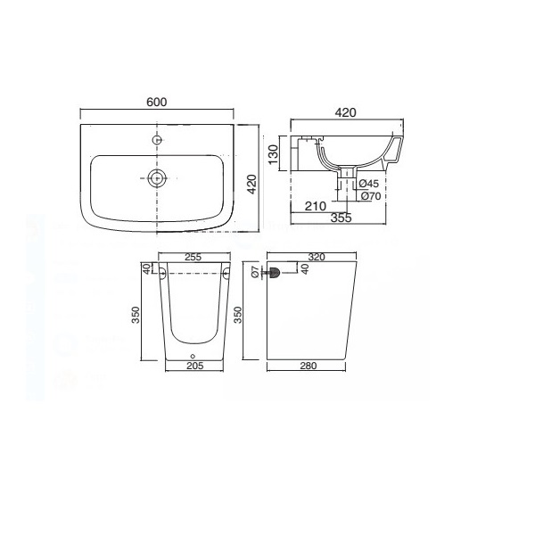 Chậu chân lừng Viglacera V50 (CD50) chau-chan-lung-viglacera-v50-cd50