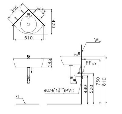 Chậu lavabo góc Caesar L2014 chau-lavabo-goc-caesar-l2014