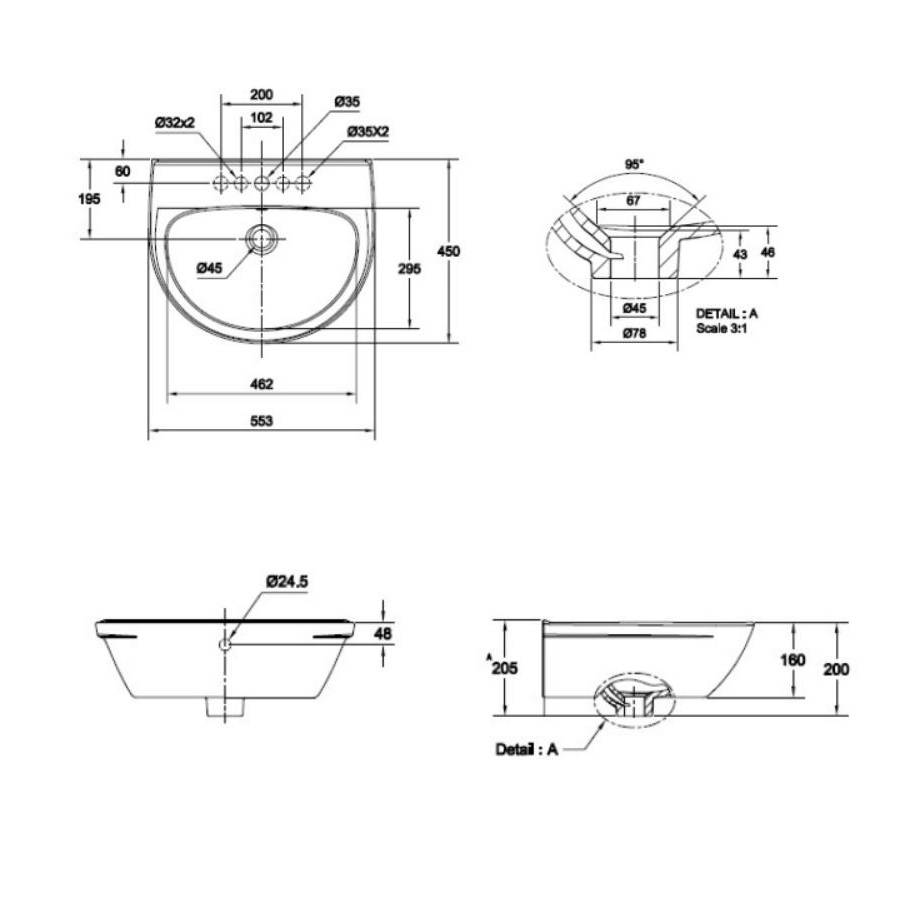 Chậu treo tường American Standard 0953-WT chau-treo-tuong-american-standard-0953-wt