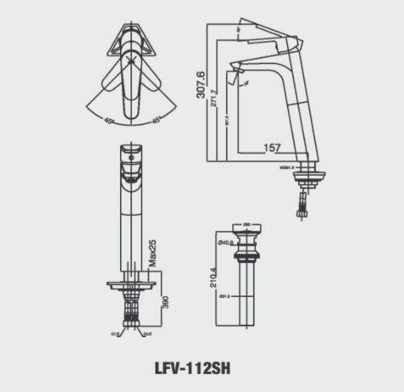 Vòi chậu lavabo Inax thân cao LFV-112SH voi-chau-lavabo-inax-than-cao-lfv-112sh