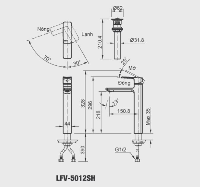 Vòi chậu lavabo Inax thân cao nóng lạnh LFV-5012SH voi-chau-lavabo-inax-than-cao-nong-lanh-lfv-5012sh