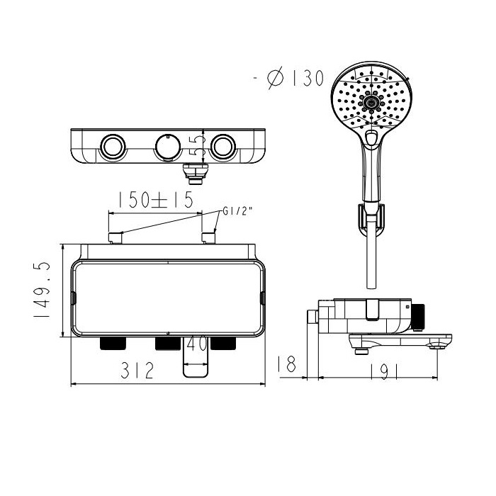 Sen tắm cảm biến nhiệt American Standard WF-4954 sen-tam-cam-bien-nhiet-american-standard-wf-4954