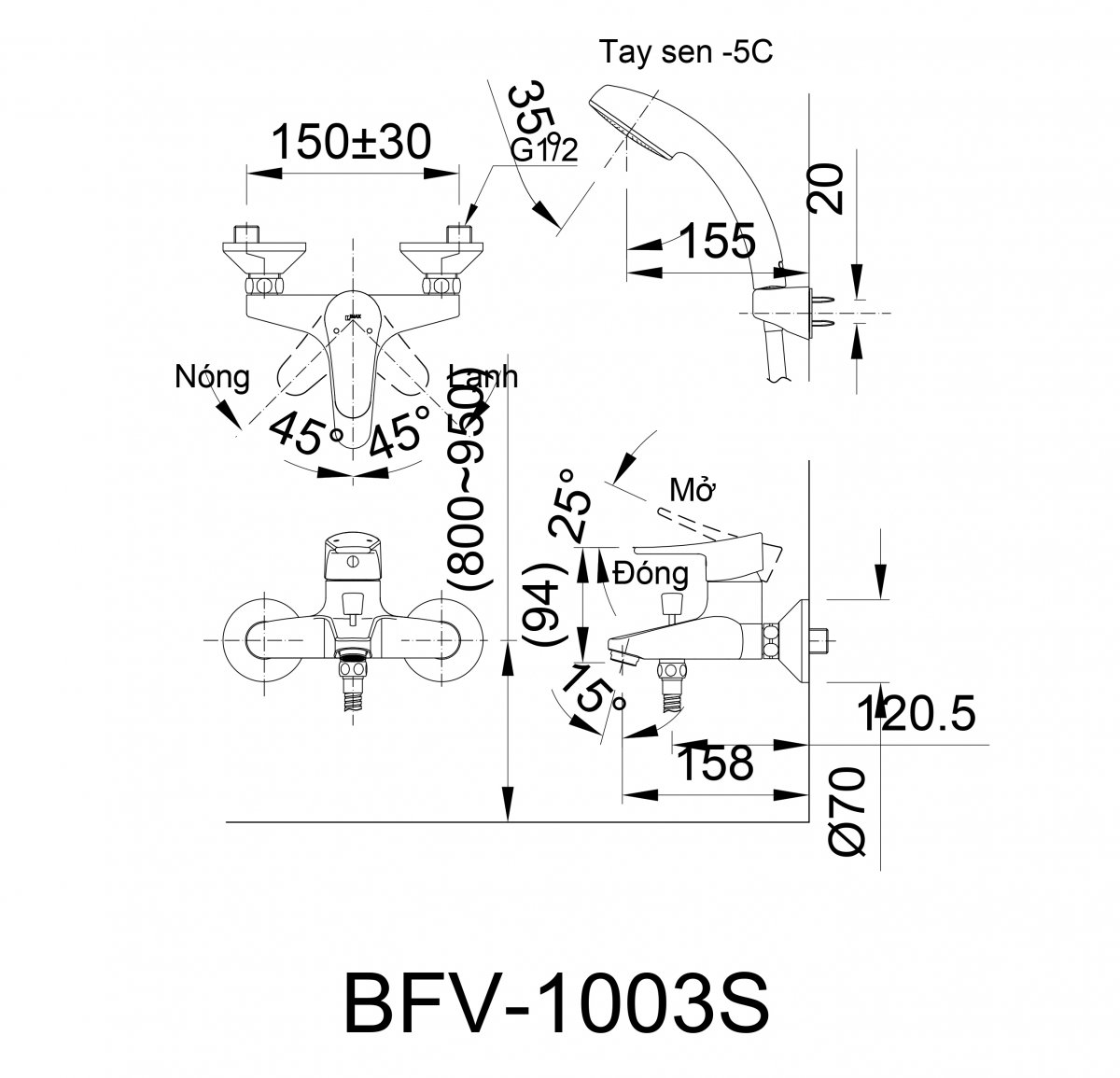 Vòi sen tắm Inax BFV-1003S-2C voi-sen-tam-inax-bfv-1003s-2c
