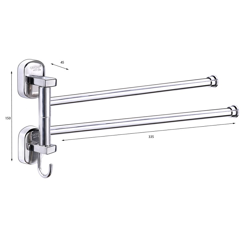 Thanh treo khăn 2 chia xoay inox 304 TOVASHU S2V thanh-treo-khan-2-chia-xoay-inox-304-tovashu-s2v