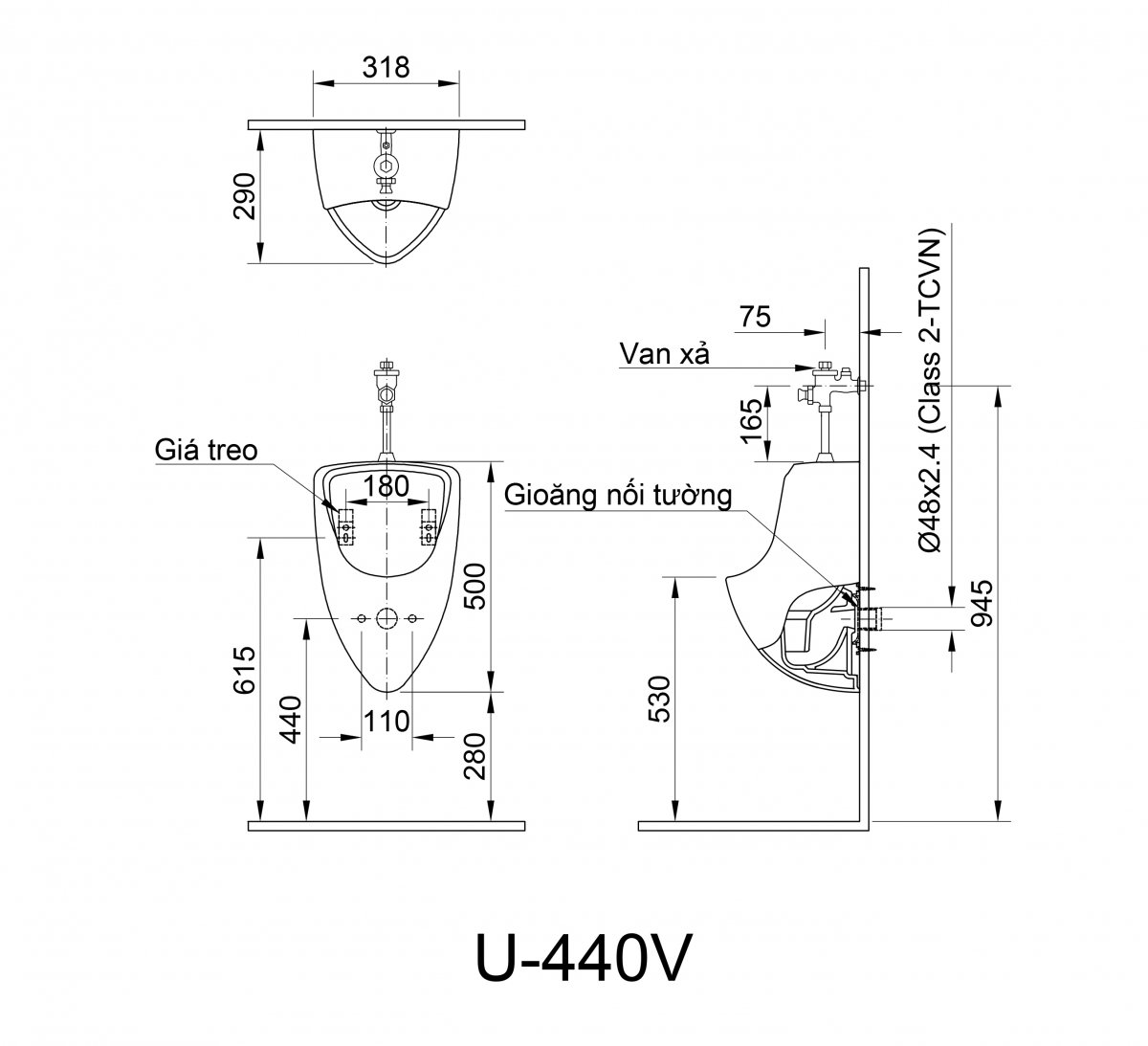 Tiểu nam treo tường Inax U-440V tieu-nam-treo-tuong-inax-u-440v