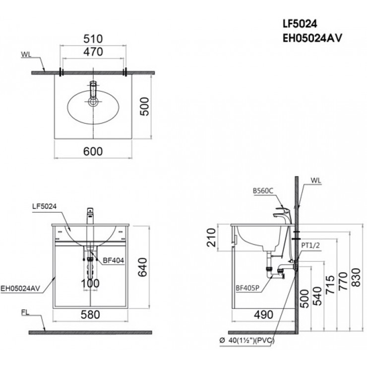 Tủ lavabo Caesar LF5024/EH05024AV tu-lavabo-caesar-lf5024-eh05024av
