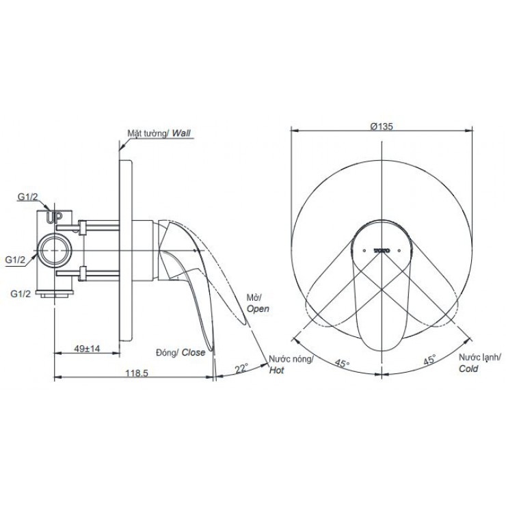 Van điều chỉnh nóng lạnh TOTO TBS03303B van-dieu-chinh-nong-lanh-toto-tbs03303b