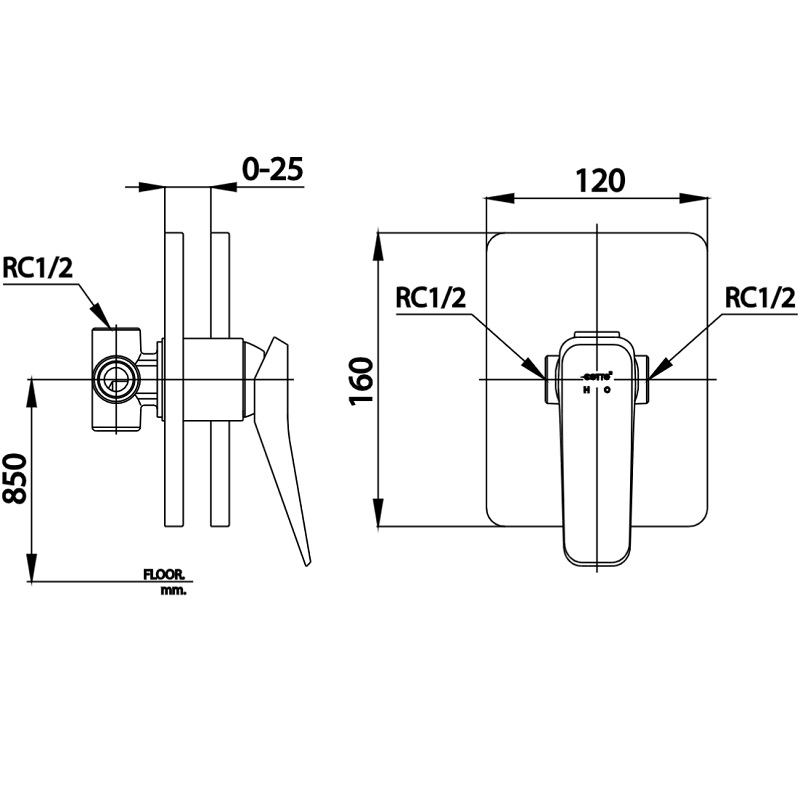 Van sen COTTO CT2303A#GR2 nóng lạnh âm tường van-sen-cotto-ct2303a-gr2-nong-lanh-am-tuong