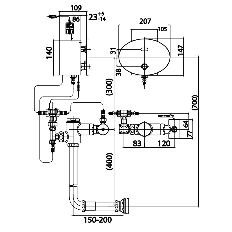 Van xả bàn cầu cảm ứng âm tường COTTO CT483AC van-xa-ban-cau-cam-ung-am-tuong-cotto-ct483ac