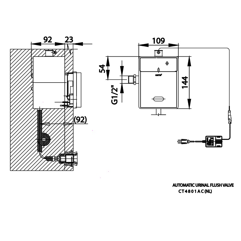 Van xả tiểu cảm ứng âm tường COTTO CT4801AC(NL) dùng điện van-xa-tieu-cam-ung-am-tuong-cotto-ct4801ac-nl-dung-dien