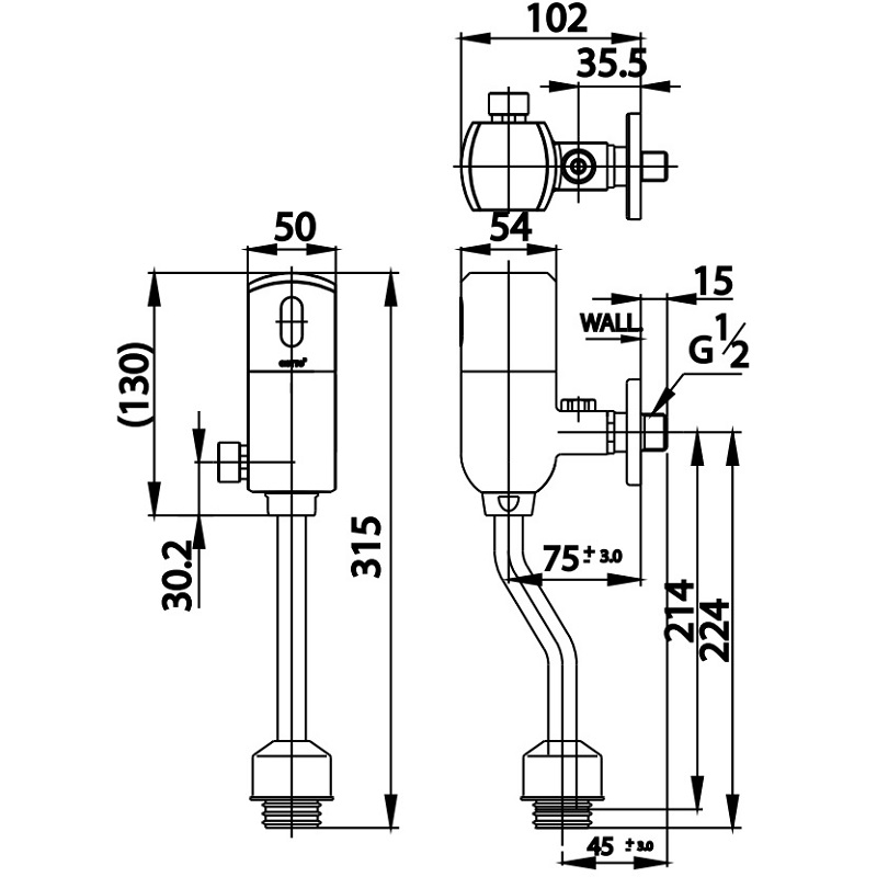 Van xả tiểu nam cảm ứng COTTO CT4803S dùng điện van-xa-tieu-nam-cam-ung-cotto-ct4803s-dung-dien