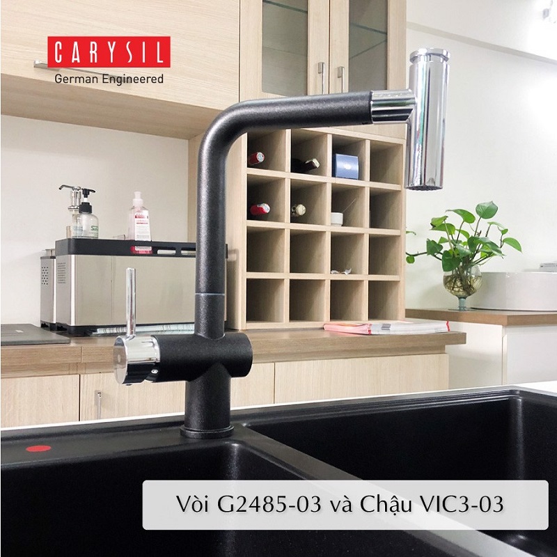 Vòi bếp Carysil G-2485 dây rút nóng lạnh voi-bep-carysil-g-2485-day-rut-nong-lanh