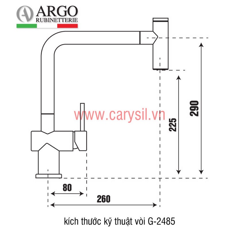 Vòi bếp Carysil G-2485 dây rút nóng lạnh voi-bep-carysil-g-2485-day-rut-nong-lanh