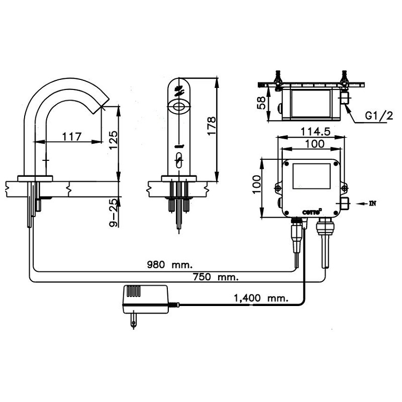 Vòi lavabo cảm ứng lạnh COTTO CT4916AC dùng điện voi-lavabo-cam-ung-lanh-cotto-ct4916ac-dung-dien
