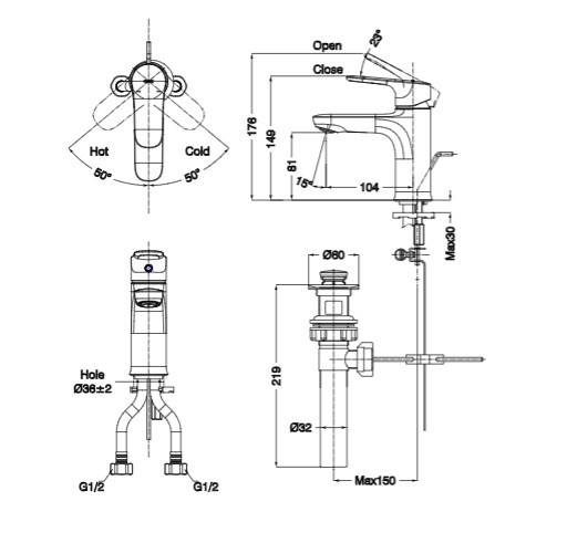 Vòi lavabo Inax LFV-1402S nóng lạnh voi-lavabo-inax-lfv-1402s-nong-lanh