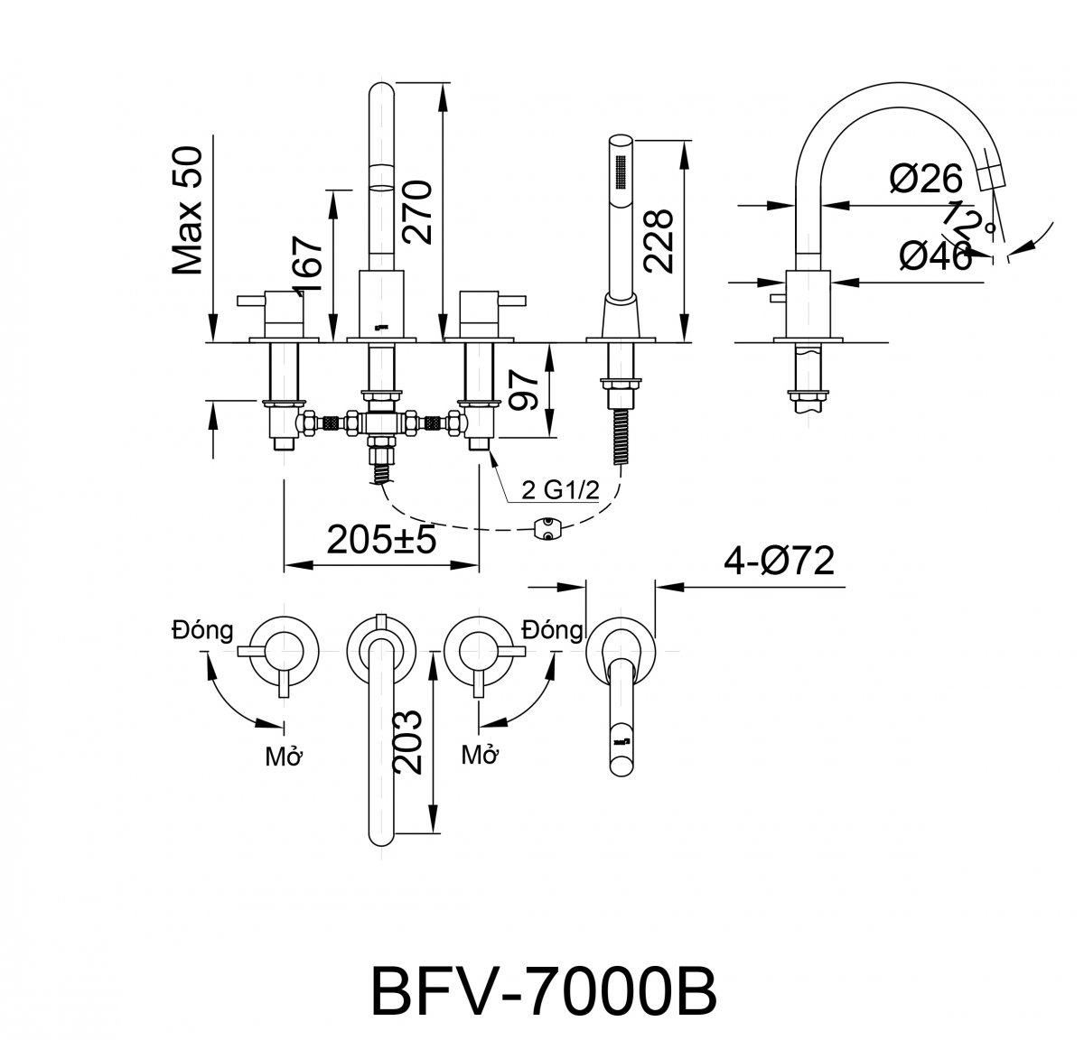 Vòi sen bồn tắm Inax BFV-7000B voi-sen-bon-tam-inax-bfv-7000b