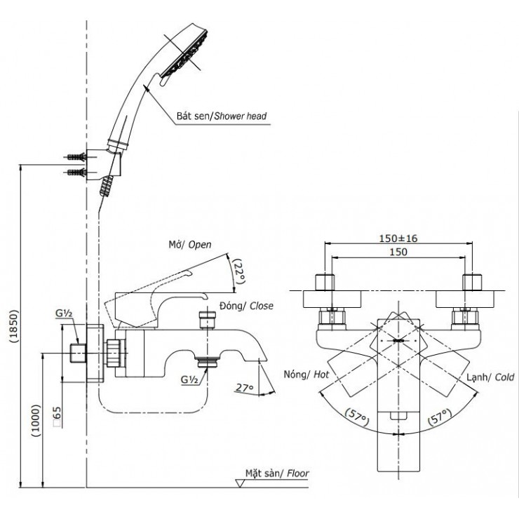 Vòi sen tắm TOTO TBG08302V/TBW01010A nóng lạnh voi-sen-tam-toto-tbg08302v-tbw01010a-nong-lanh