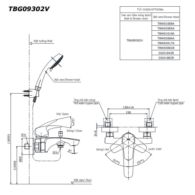 Vòi sen tắm TOTO TBG09302V/TBW01008A nóng lạnh voi-sen-tam-toto-tbg09302v-tbw01008a-nong-lanh