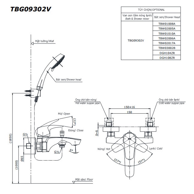 Vòi sen tắm TOTO TBG09302V/TBW01010A nóng lạnh voi-sen-tam-toto-tbg09302v-tbw01010a-nong-lanh