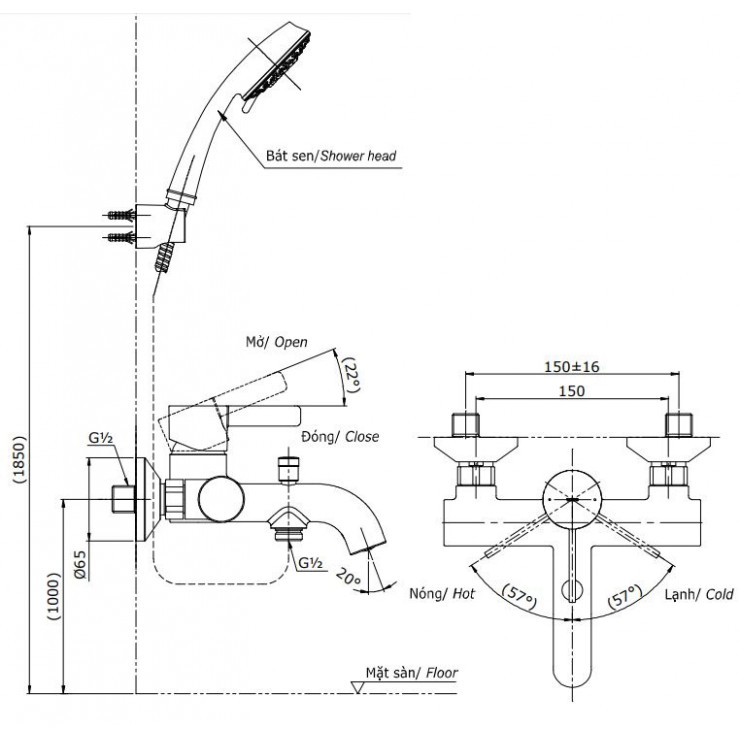 Vòi sen tắm TOTO TBG11302V/TBW02006A nóng lạnh voi-sen-tam-toto-tbg11302v-tbw02006a-nong-lanh